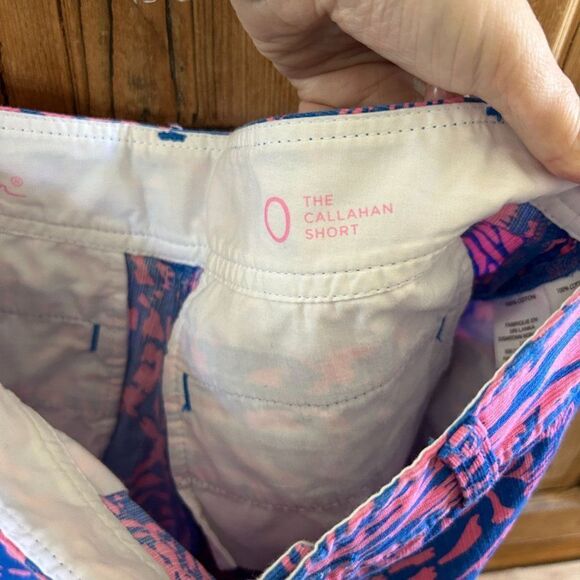 Lilly Pulitzer 0 Short Pink Blue Callahan‎ Zebra Pockets Zipper Button - Picture 10 of 12